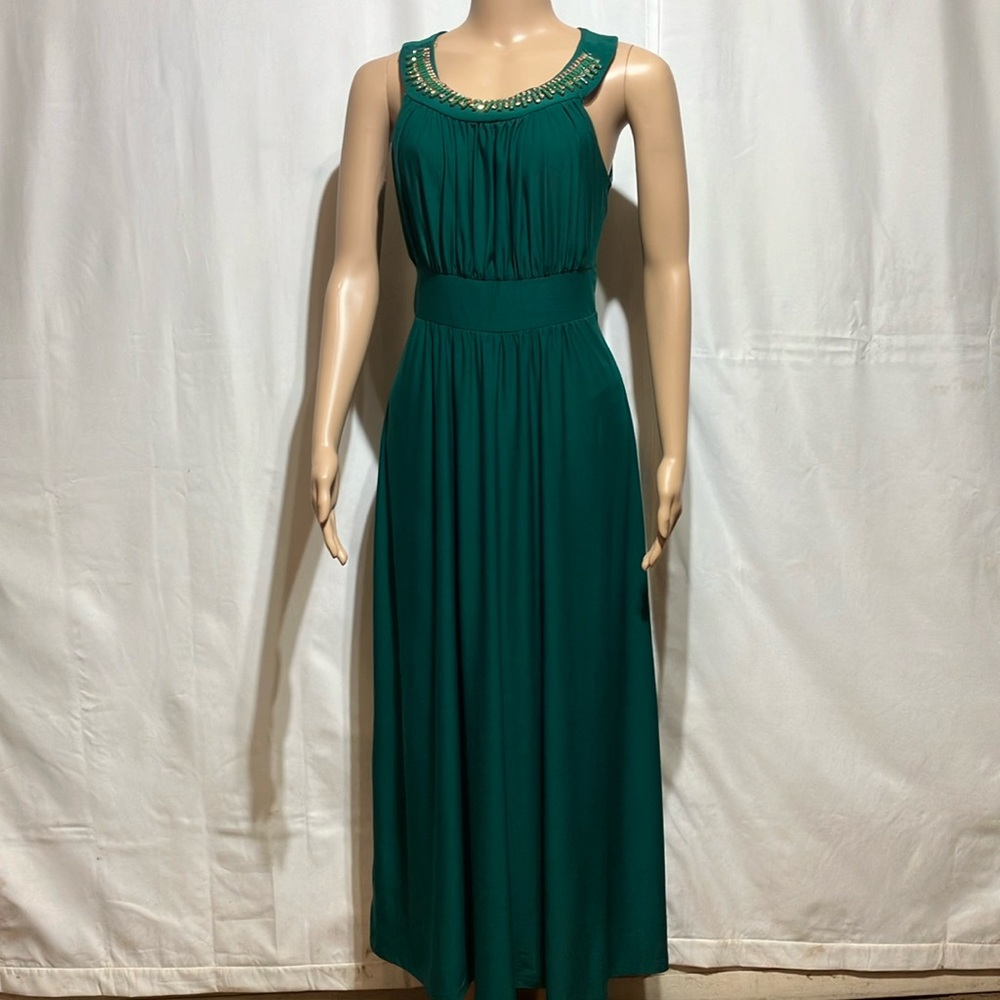 Emerald Green Pleated Maxi Sundress for Prom